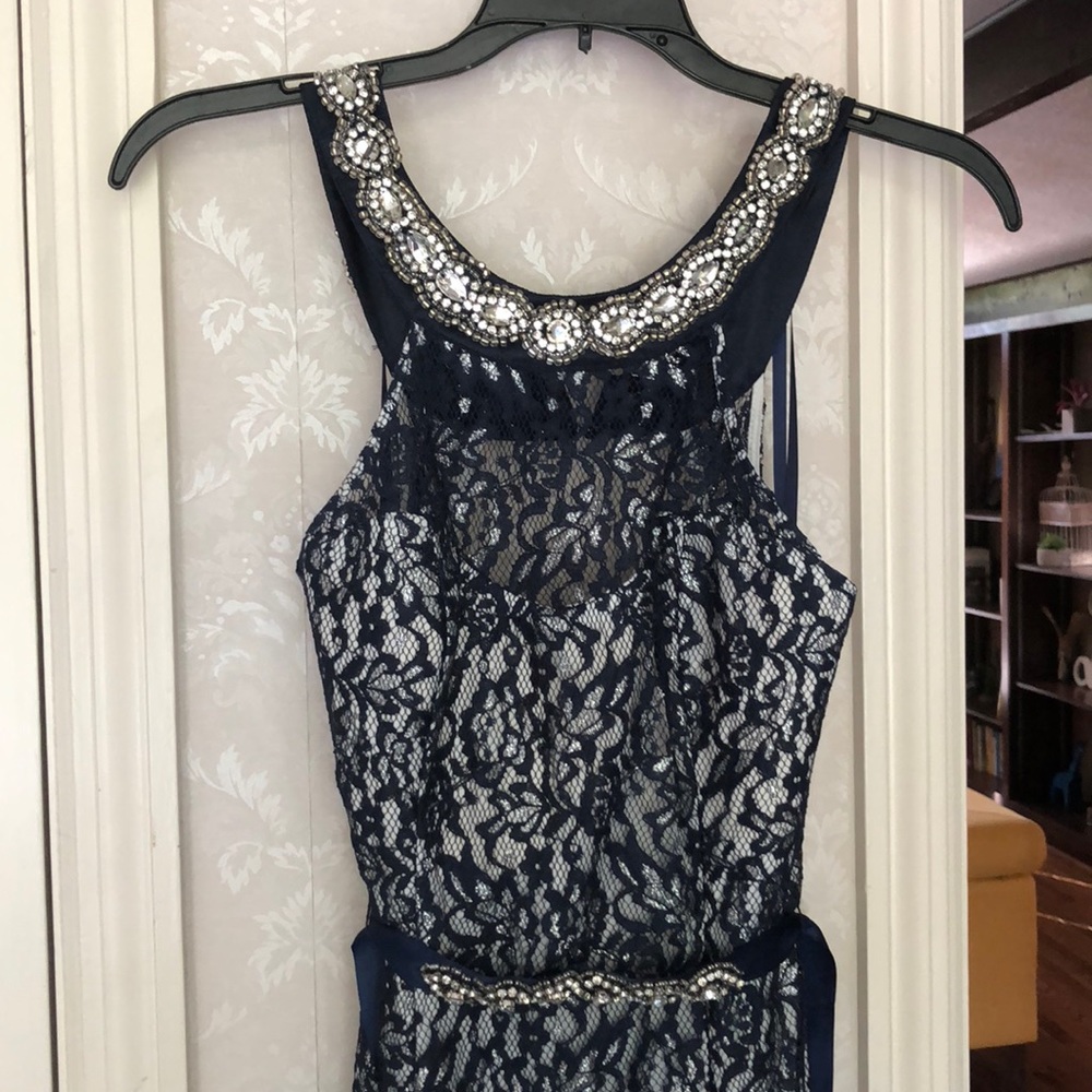 Sequined, lace formal gown